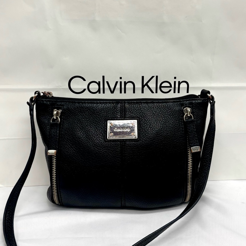 Calvin Klein Black Leather Zippered Crossbody Bag: ON HOLD TILL FEB. 18, 2026